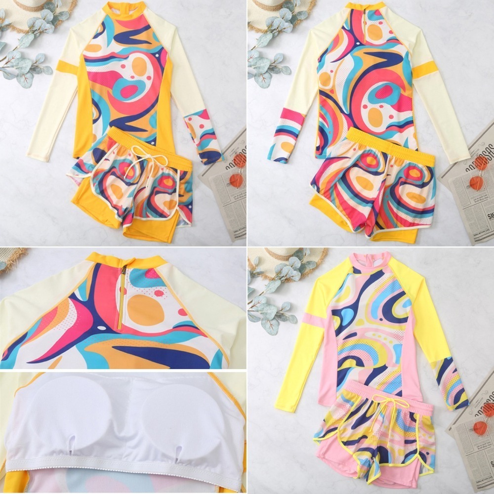 【貝娣泳裝】M012女生泳衣 長袖泳衣 二件式泳衣 運動泳衣 防曬泳衣 衝浪衣 浮潛水服 水母衣 泡湯泳衣 女泳褲-細節圖4