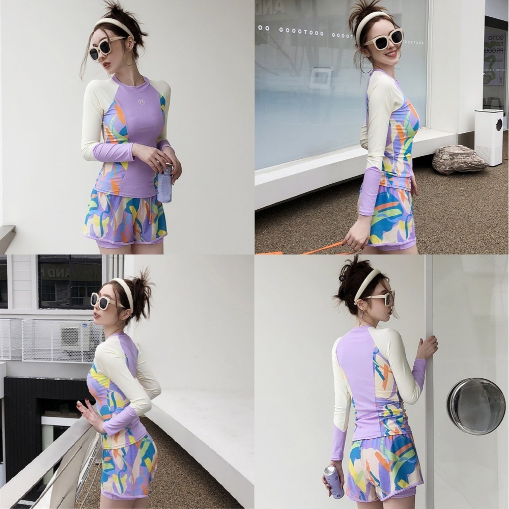 【貝娣泳裝】M012女生泳衣 長袖泳衣 二件式泳衣 運動泳衣 防曬泳衣 衝浪衣 浮潛水服 水母衣 泡湯泳衣 女泳褲-細節圖6