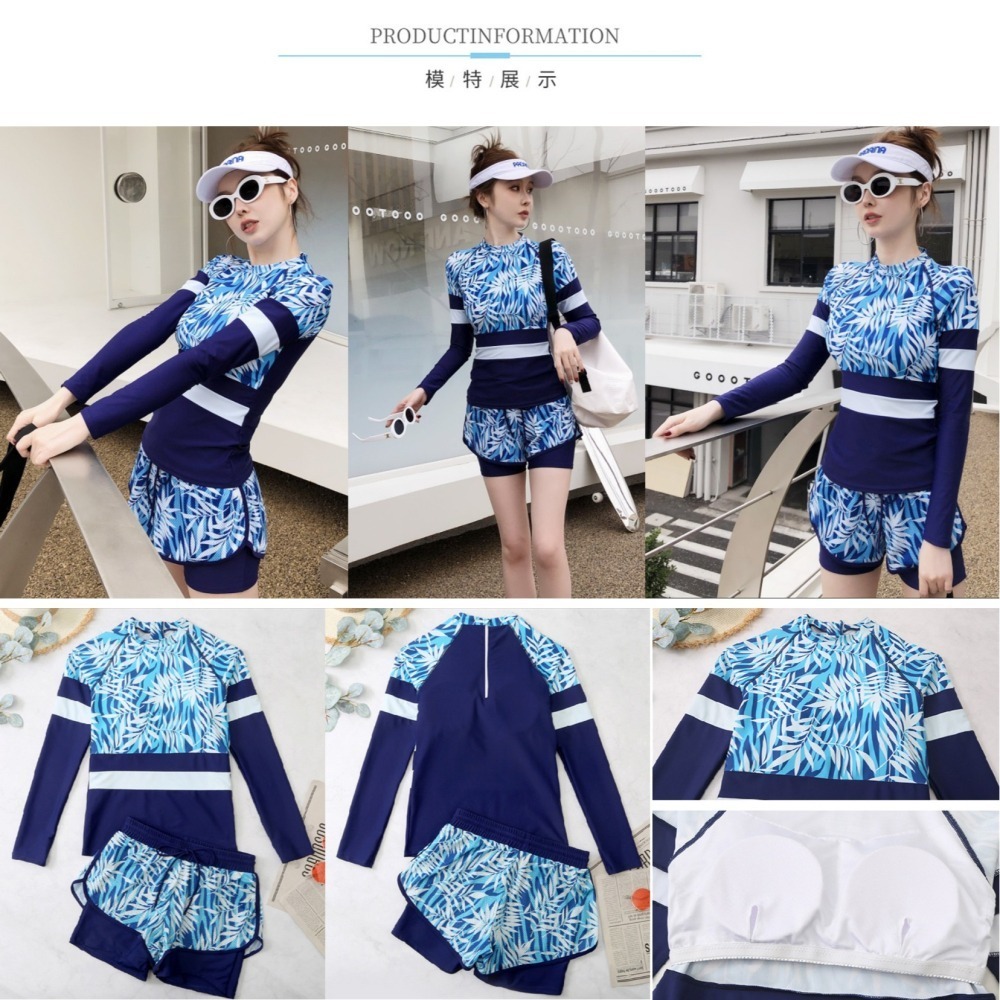 【貝娣泳裝】M012女生泳衣 長袖泳衣 二件式泳衣 運動泳衣 防曬泳衣 衝浪衣 浮潛水服 水母衣 泡湯泳衣 女泳褲-細節圖9