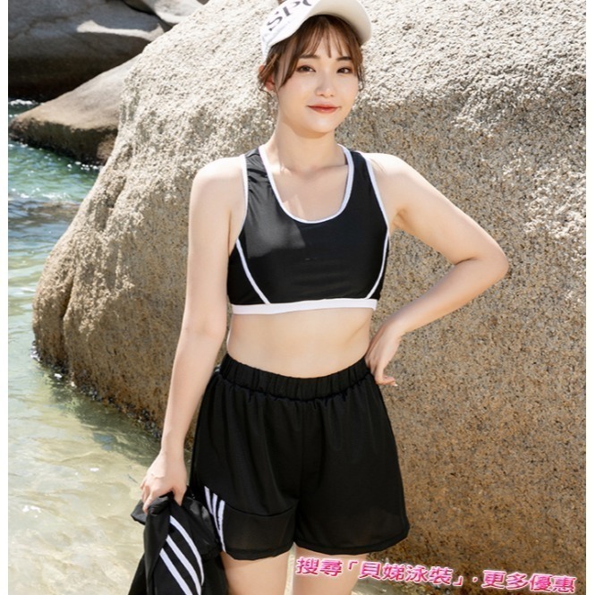 【貝娣泳裝】M315女生泳衣 三件式泳衣 短袖泳衣 運動泳衣 遮肚泳衣 泡湯泳衣 衝浪衣 比基尼 加大尺碼 女生泳褲-細節圖4