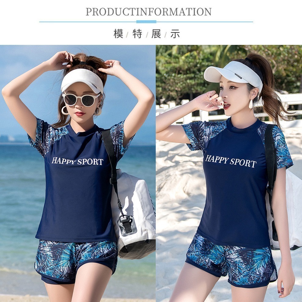 【貝娣泳裝】M017女生泳衣 二件式泳衣 運動泳衣 短袖泳衣 遮肚泳衣 學生泳衣 泡湯泳衣 衝浪衣 加大尺碼 女泳褲-細節圖4