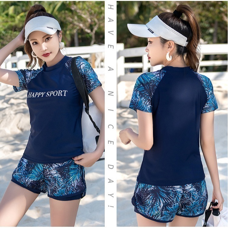 【貝娣泳裝】M017女生泳衣 二件式泳衣 運動泳衣 短袖泳衣 遮肚泳衣 學生泳衣 泡湯泳衣 衝浪衣 加大尺碼 女泳褲-細節圖5