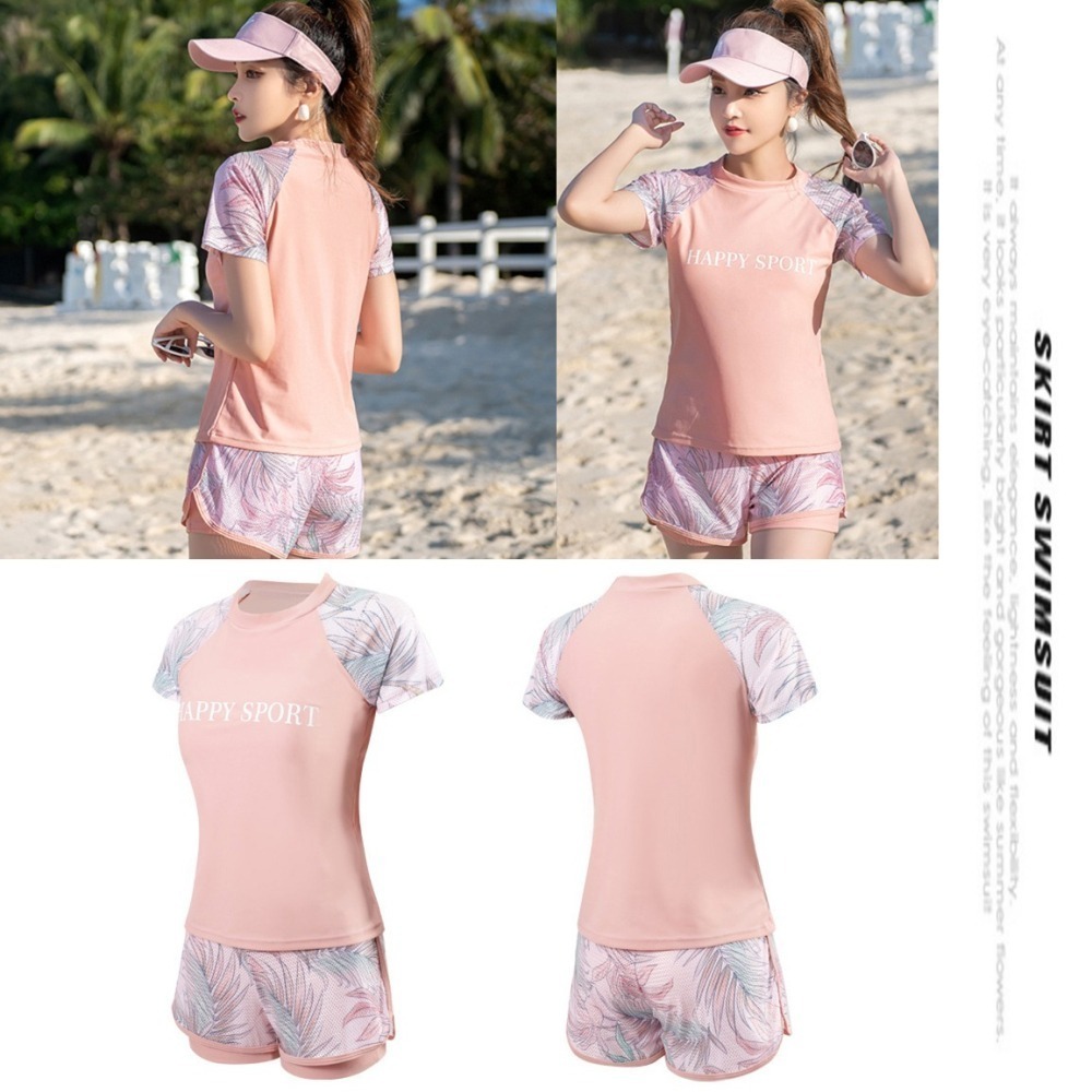 【貝娣泳裝】M017女生泳衣 二件式泳衣 運動泳衣 短袖泳衣 遮肚泳衣 學生泳衣 泡湯泳衣 衝浪衣 加大尺碼 女泳褲-細節圖7