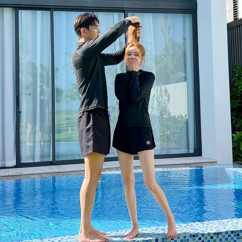 【貝娣泳裝】M076男女泳衣 多件式 長袖防曬泳衣 衝浪衣 浮潛服 水母衣 男泳褲 情侶款 泡湯 加大尺碼/現+預-細節圖4