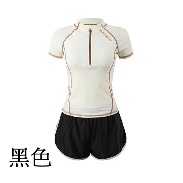 【貝娣泳裝】M013 女泳衣 運動風 兩件式 遮肚泳衣 平角褲 短袖保守 泡湯游泳 大碼泳裝/現+預-規格圖9