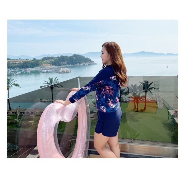 【貝娣泳裝】M020女生泳衣 多件式泳衣 連帽長袖防曬泳衣 衝浪衣 浮潛服 水母衣 大尺碼泳衣 泡湯 女泳裝/現+預-細節圖7