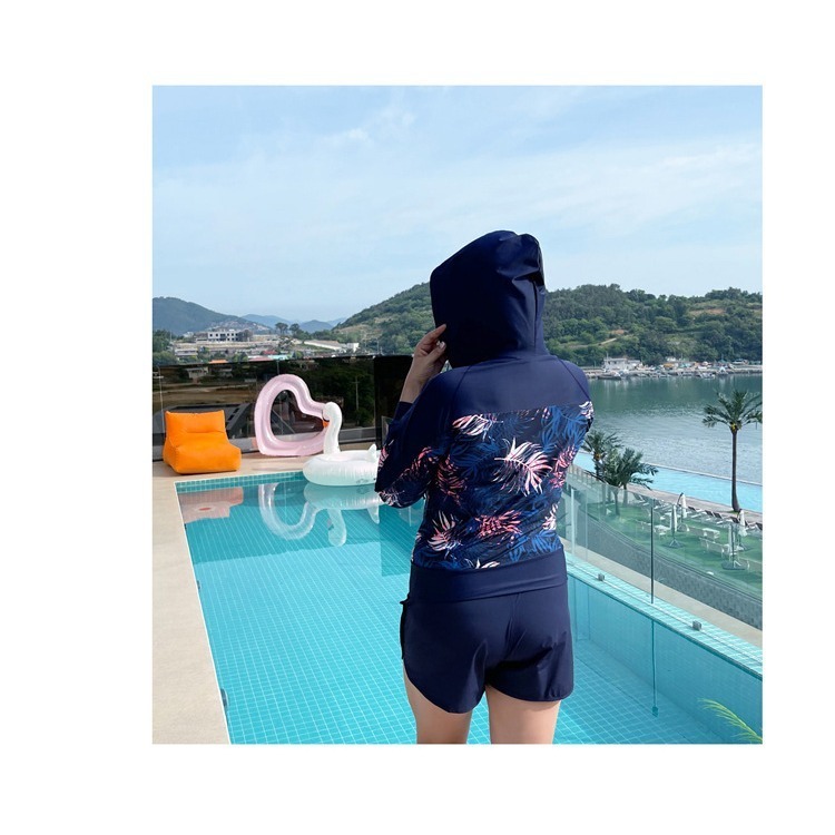 【貝娣泳裝】M020女生泳衣 多件式泳衣 連帽長袖防曬泳衣 衝浪衣 浮潛服 水母衣 大尺碼泳衣 泡湯 女泳裝/現+預-細節圖8