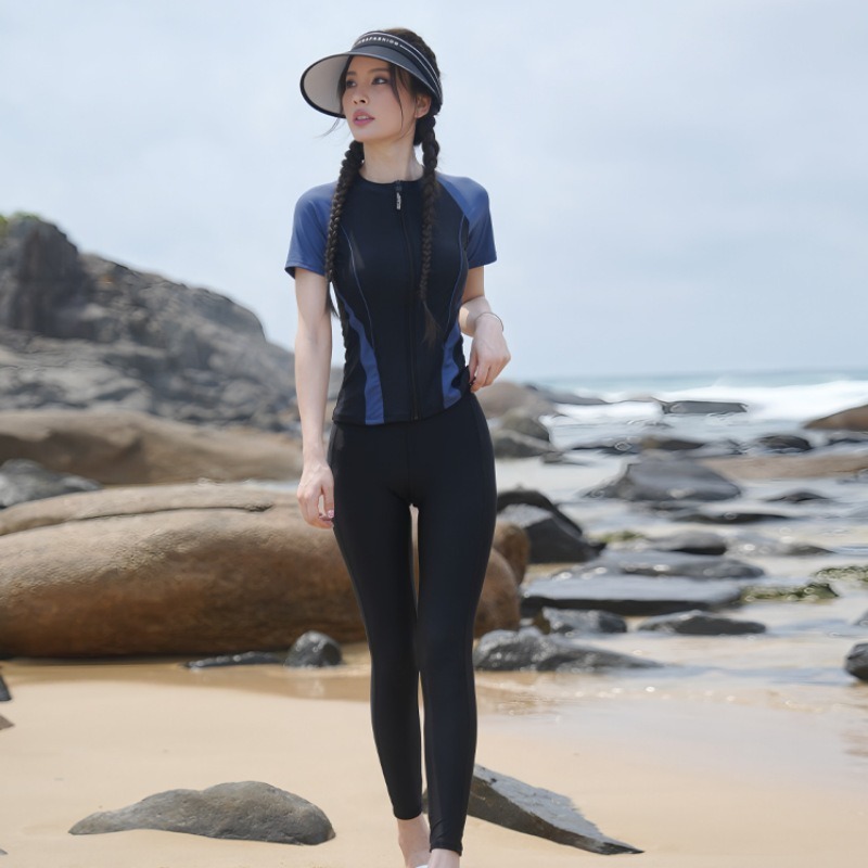 【貝娣泳裝】K069女生泳衣 運動泳衣 兩件式 短袖泳衣 衝浪 浮潛 滑水 水母衣 遊泳衣 五分褲 溫泉泡湯/現+預-規格圖9