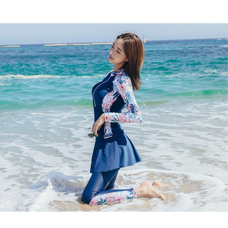 【貝娣泳裝】M033女生泳衣 裙式泳衣 多件式 長袖防曬泳衣 衝浪衣 浮潛泳衣 水母衣 泡湯泳衣 女款泳裝/現+預-細節圖5