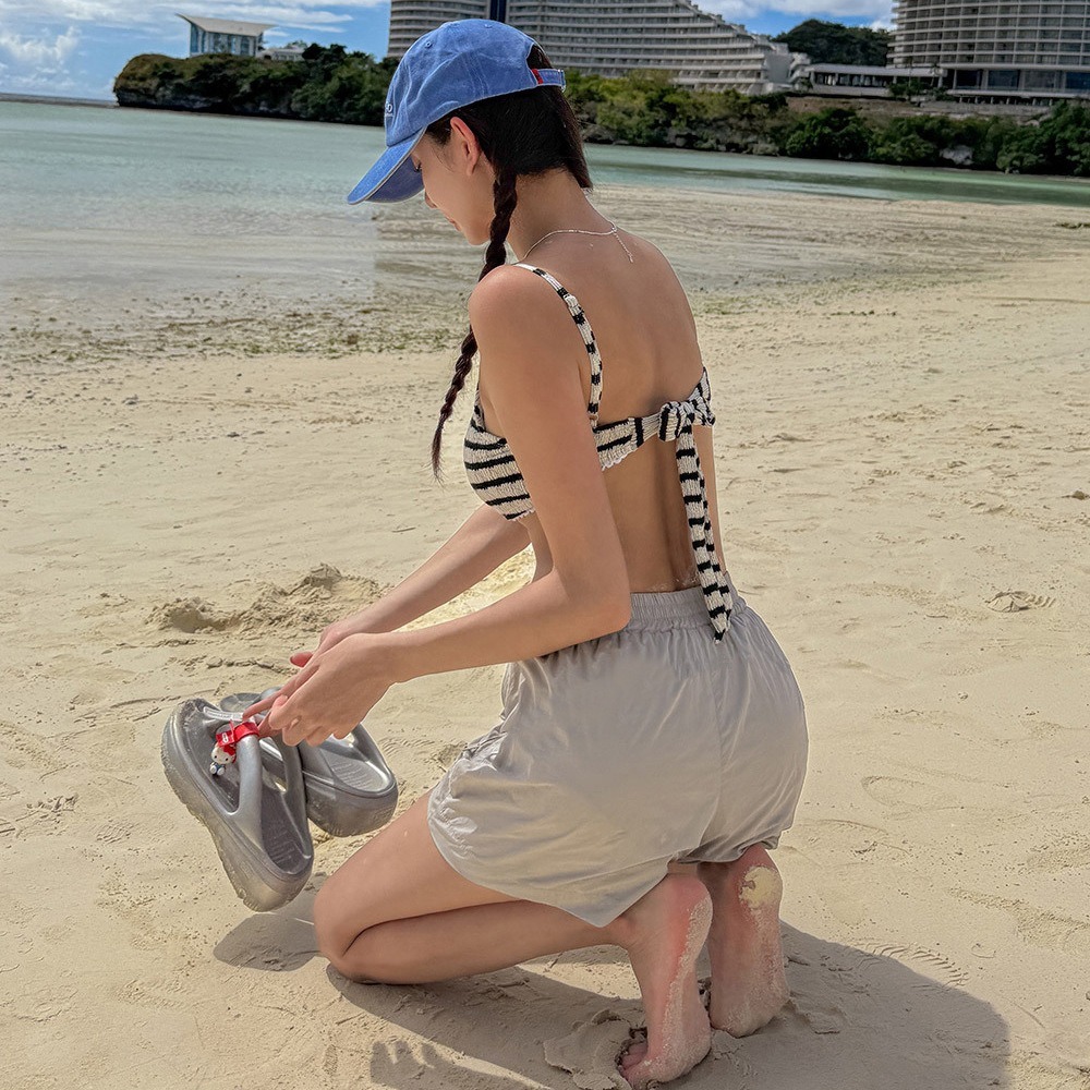 【貝娣泳裝】M038女生 長袖防晒泳衣 四件式泳衣 遮肚顯瘦 運動風 沙灘 比基尼 罩衫 衝浪 浮潛 泡湯泳裝/現+預-細節圖6