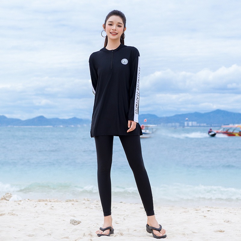【貝娣泳裝】M096女生泳衣 防晒 長袖泳衣 多件式 運動泳裝 衝浪 浮潛 長褲 水母衣 寬鬆外罩衫 泡湯泳裝/現+預-細節圖4