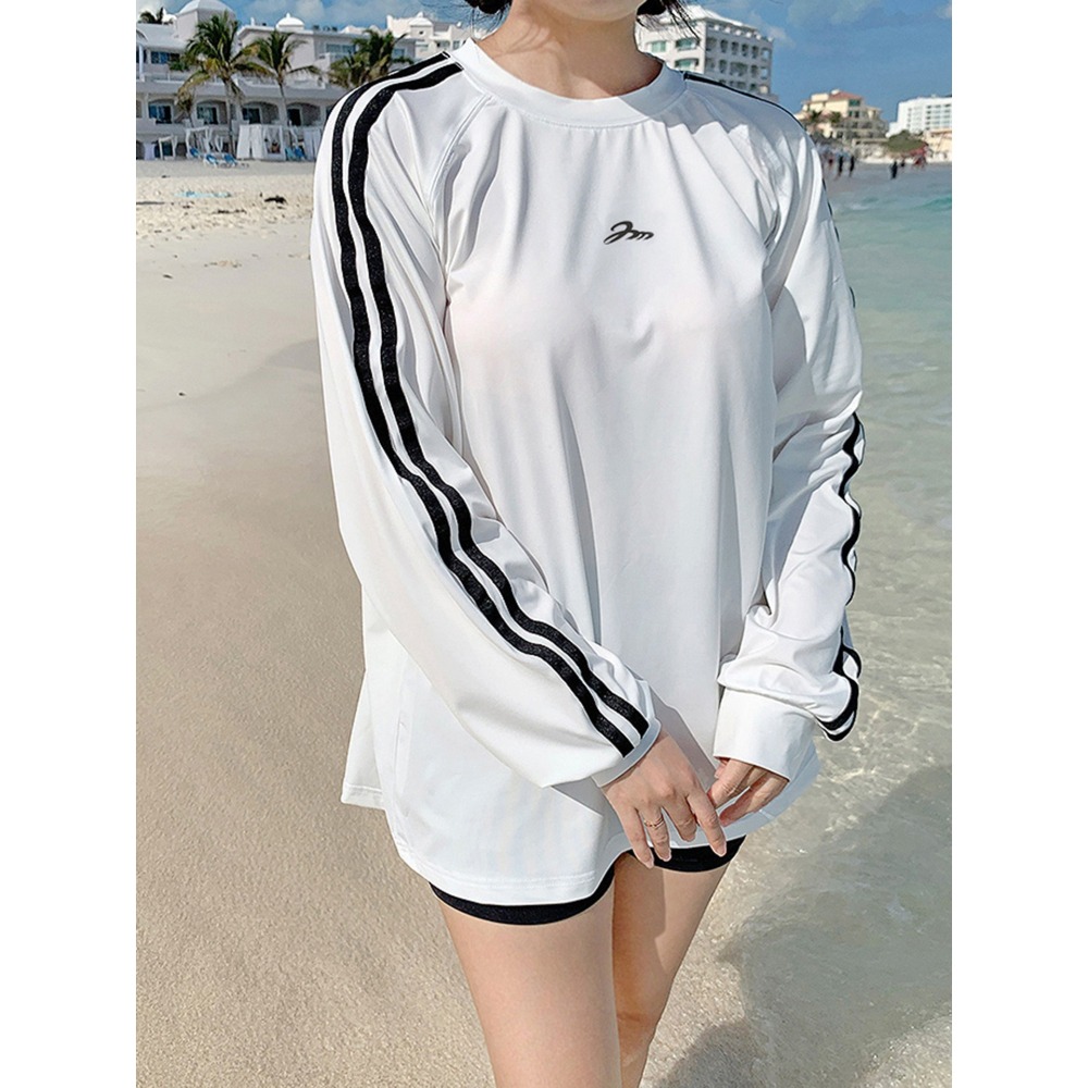 【貝娣泳裝】M048男女 兩三件式泳衣 長袖防曬泳衣 衝浪衣 浮潛服 水母衣 男泳褲 寬鬆上衣 情侶款 泡湯泳裝/現+預-細節圖6