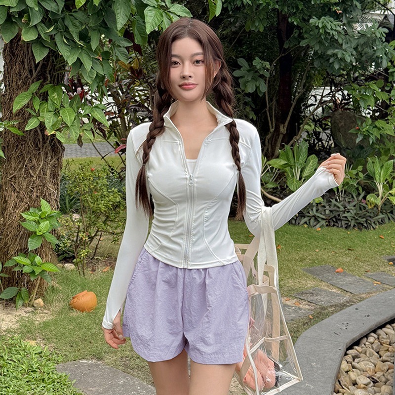 【貝娣泳裝】M051女生泳衣 長袖防晒 四五件式泳衣 遮肚顯瘦 運動風 沙灘 比基尼 水母衣 衝浪浮潛 泡湯泳裝/現+預-細節圖2