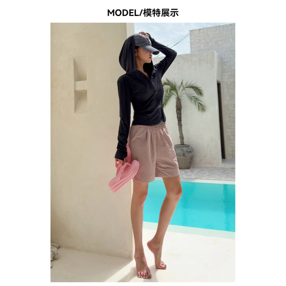 【貝娣泳裝】M062女生泳衣 長袖防晒 四五件式泳衣 遮肚顯瘦 運動風 沙灘 比基尼 水母衣 衝浪浮潛 泡湯泳裝/現+預-細節圖3
