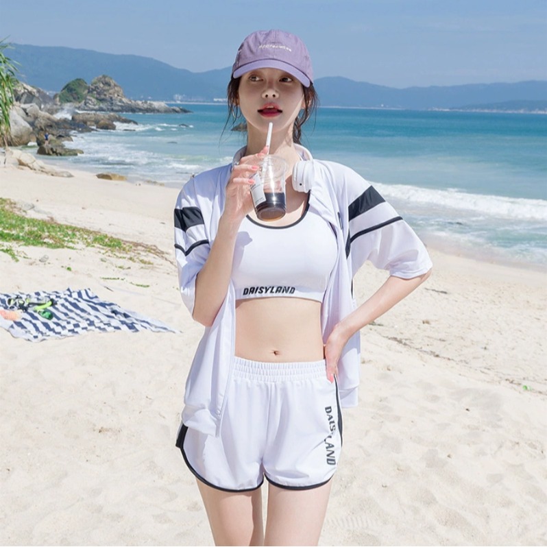 【貝娣泳裝】M226女生泳衣 四件式泳衣 運動泳衣 比基尼 罩衫 衝浪衣 浮潛 學生 露肚泳衣 泡湯 外罩衫/現+預-細節圖4