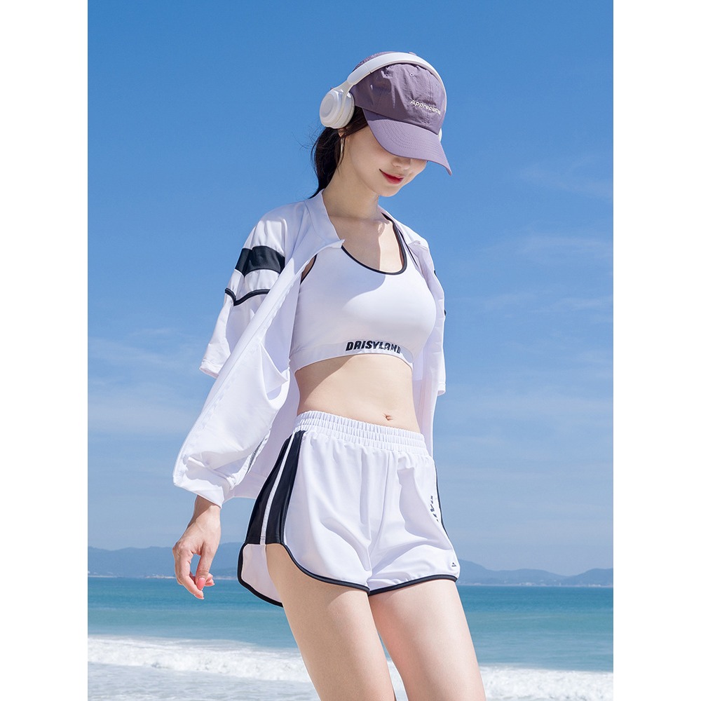 【貝娣泳裝】M226女生泳衣 四件式泳衣 運動泳衣 比基尼 罩衫 衝浪衣 浮潛 學生 露肚泳衣 泡湯 外罩衫/現+預-細節圖8