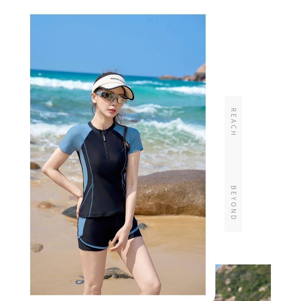 【貝娣泳裝】K002女生泳衣 兩件式泳衣 運動泳衣 遮肚泳衣 顯瘦泳衣 保守泳衣 學生泳衣 泡湯泳衣 大尺碼泳衣/現+預-細節圖7