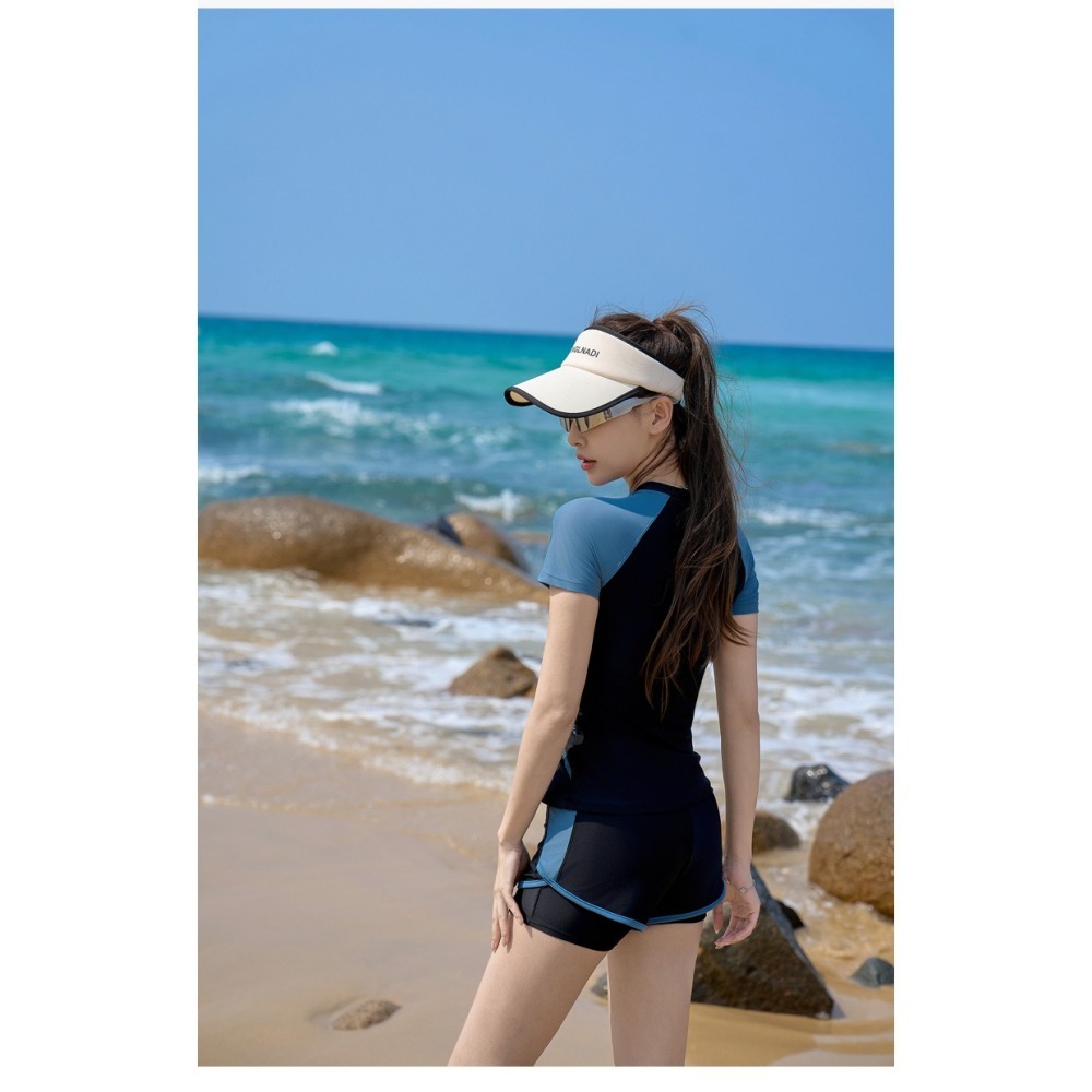 【貝娣泳裝】K002女生泳衣 兩件式泳衣 運動泳衣 遮肚泳衣 顯瘦泳衣 保守泳衣 學生泳衣 泡湯泳衣 大尺碼泳衣/現+預-細節圖8