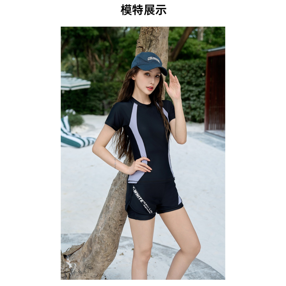 【貝娣泳裝】K005女生泳衣 兩件式泳衣 運動泳衣 遮肚泳衣 顯瘦泳衣 保守泳衣 學生泳衣 泡湯泳衣 大尺碼泳衣/現+預-細節圖5