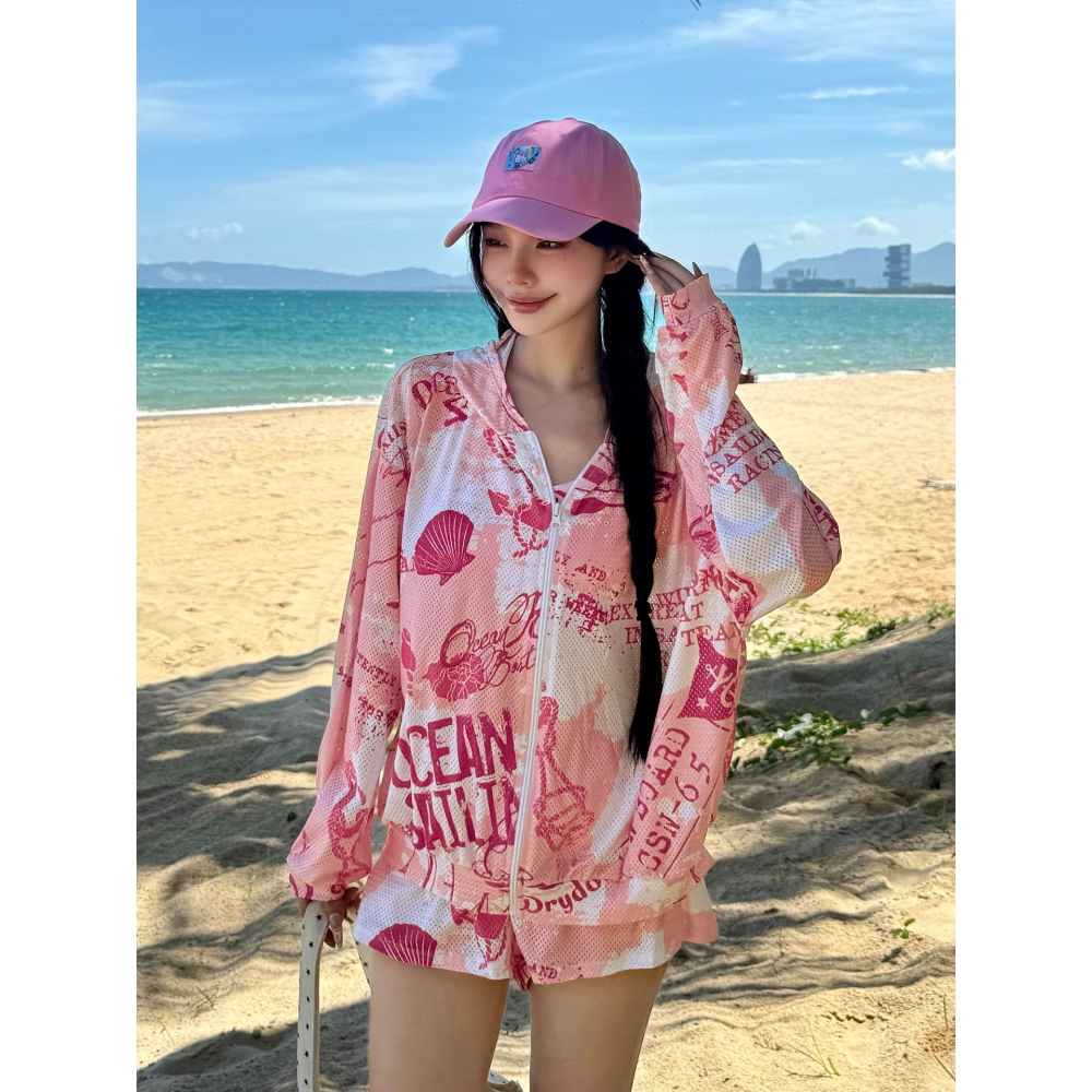 【貝娣泳裝】M102女生泳衣 長袖防晒 三件式泳衣 遮肚顯瘦 運動風 沙灘 比基尼 罩衫 衝浪 浮潛 泡湯泳裝/現+預-細節圖3