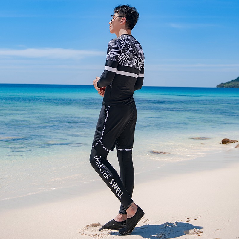 【貝娣泳裝】M139男生泳衣 男泳褲 三件式泳衣 長袖長褲防晒泳衣 沙灘 衝浪衣 浮潛泳衣 水母衣 溫泉 泡湯/現貨-細節圖2