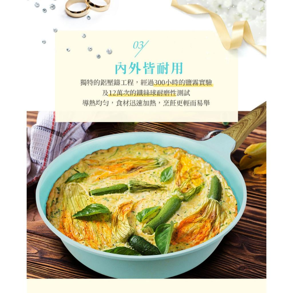 現貨 韓國 Ecoramic 鈦晶石頭抗菌陶瓷鍋 藍 陶瓷 鍋 鈦晶 清新水晶 花鑽薄荷藍 20CM 28CM 32CM-細節圖6