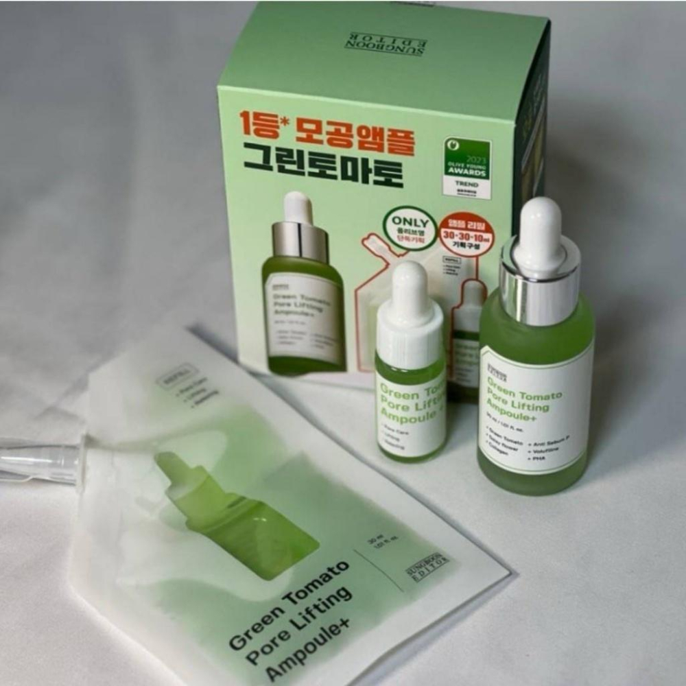 韓國 SUNGBOON EDITOR 綠番茄緊緻毛孔安瓶 30ml+30ml+10ml 超值套組 綠番茄 緊緻毛孔 安瓶-細節圖2