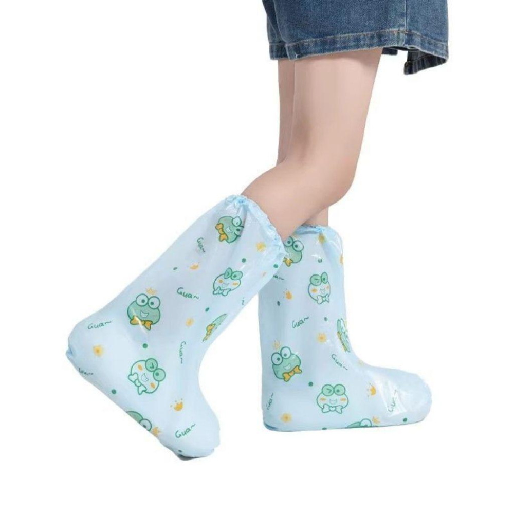 儿童一次性防水鞋套加厚耐磨男女高筒印花长筒防滑户外脚套雨鞋套-細節圖4