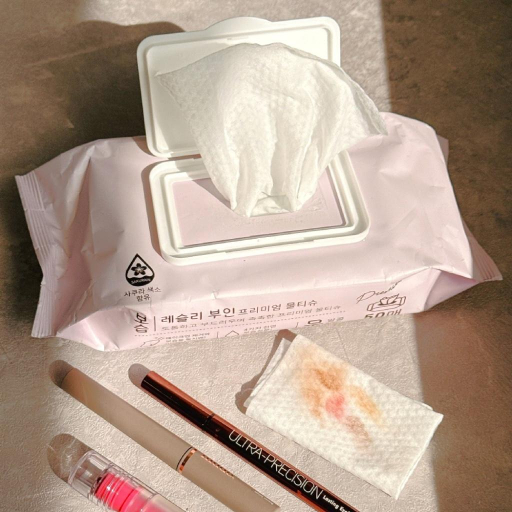 現貨 韓國 Mrs.Leslie 萊斯莉夫人 積雪草CICA 玻尿酸卸妝紙巾 50抽 玻尿酸 卸妝 紙巾-細節圖3