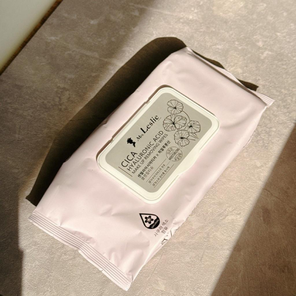 現貨 韓國 Mrs.Leslie 萊斯莉夫人 積雪草CICA 玻尿酸卸妝紙巾 50抽 玻尿酸 卸妝 紙巾-細節圖4