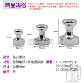 🔥吸附牢固🔥強磁圖釘 金屬磁吸圖釘 磁吸掛鈎 白板磁鐵 強力磁鐵 吸鐵 冰箱磁鐵 圓形磁鐵 磁扣 磁鐵掛鉤 磁鐵圖釘-細節圖3