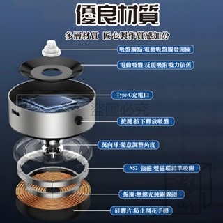 🔥強力磁吸🔥真空吸附手機支架 萬能吸附支架 吸盤手機架 智能真空支架 真空手機架 磁吸手機架 車用手機架 儀表手機架-細節圖2