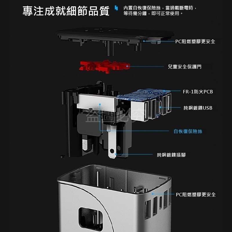 🔥地表最強🔥升級萬國插頭 5A快充版 萬用插頭 豆腐頭插座 萬用轉接頭 轉換多國插頭 手機充電器 旅行用 出國插頭-細節圖9