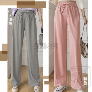 🔥涼感舒適🔥冰絲闊腿褲 女生運動褲 涼感運動長褲 女休閒褲 夏季薄款 休閒長褲 均碼闊腿直筒褲 休閒衛褲 寬鬆休閒褲-細節圖6