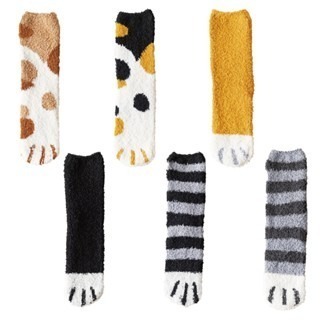 🔥台灣發貨🔥珊瑚絨貓爪襪 貓爪襪 貓咪襪子 貓腳襪 保暖襪 貓掌襪 中筒襪 襪子 珊瑚絨襪 毛巾襪 貓襪子 貓長襪-細節圖9