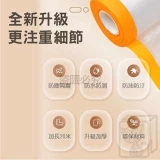 🔥加長20M🔥無痕防塵罩 防塵膜 家具防塵膜 擋灰塵套 防灰塵 防塵布 無痕貼 PE膜 防塵罩 養生膠帶 吃飯防髒污-細節圖9