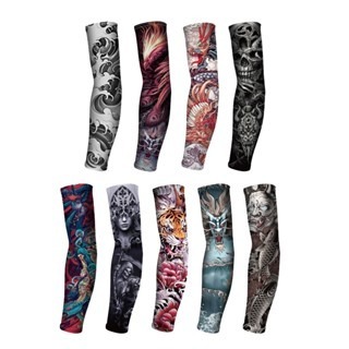 🔥涼感高彈🔥防曬袖套 台式袖套 刺青袖套 冰絲袖套 花臂袖套 袖套 花紋袖套 運動袖套 戶外運動  騎士防曬袖套-細節圖3