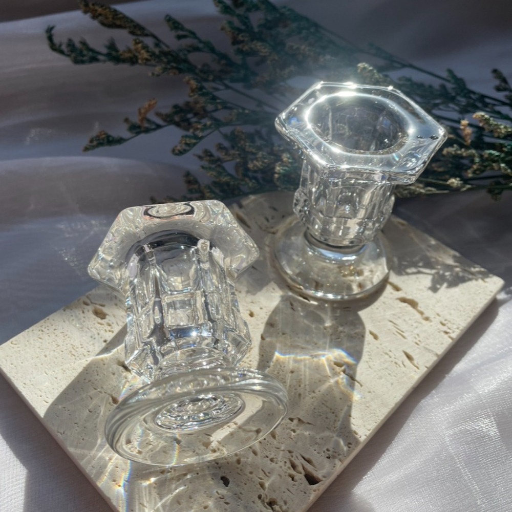 玻璃 六角 水晶球座 球座 底座 燭台 居家裝飾 擺件 攝影道具 ins風 / 不含礦-細節圖2