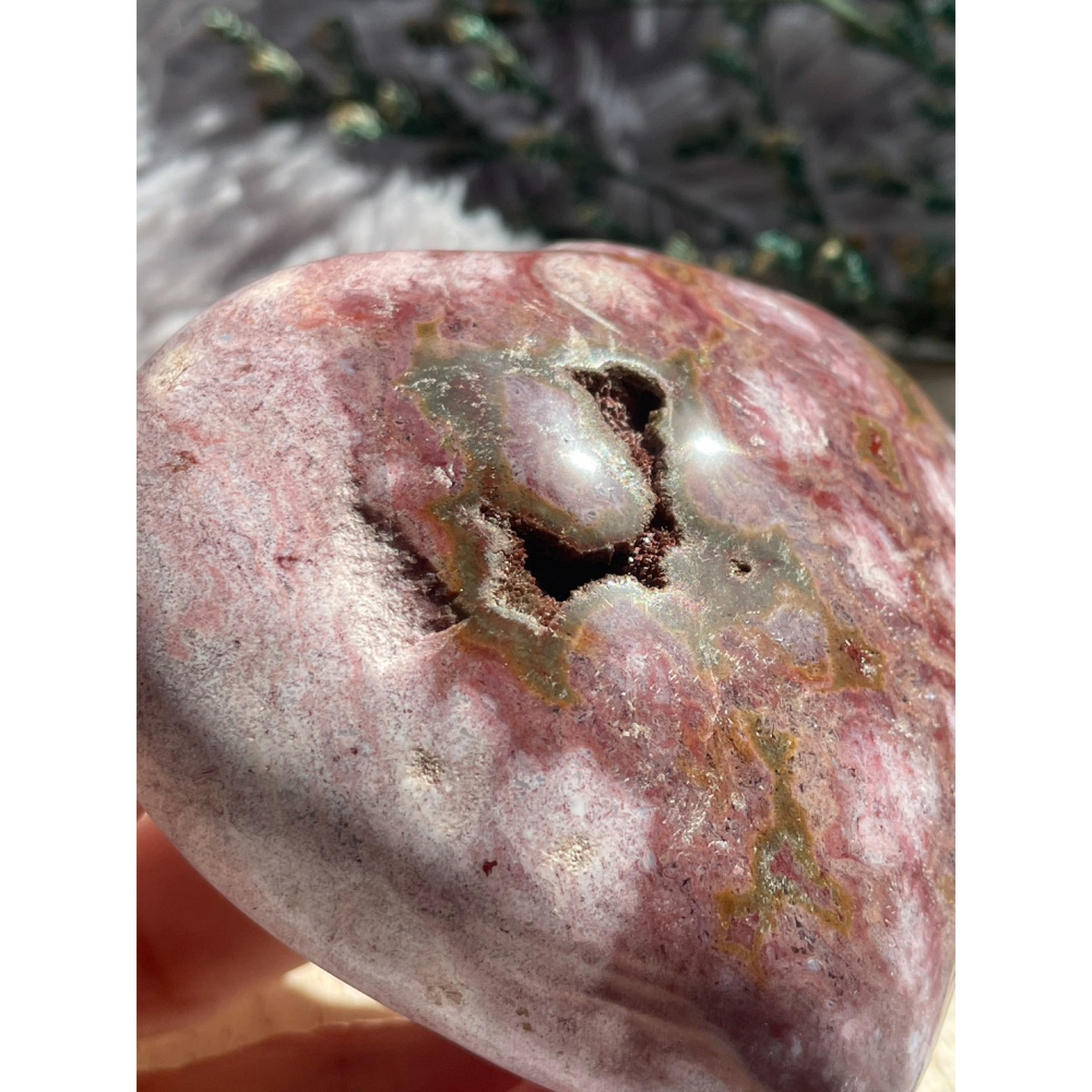 海洋碧玉 愛心 乾燥玫瑰 擺件 玉化 創造力 增進溝通 礦石 水晶 原礦-細節圖2