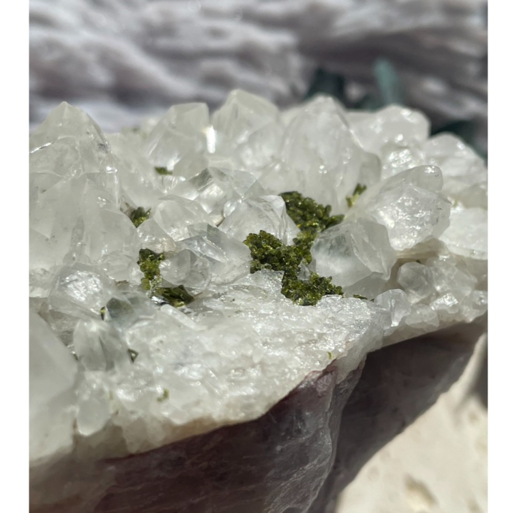 白水晶共生綠簾石 花園水晶 礦石 水晶 原礦-細節圖2