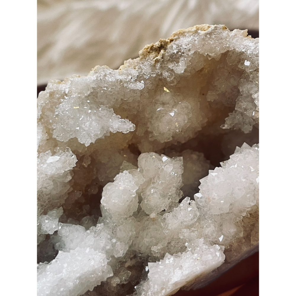 摩洛哥 白水晶洞 球花 水晶 擺件 淨化 消磁 冥想 礦石 玉石 原礦-細節圖2