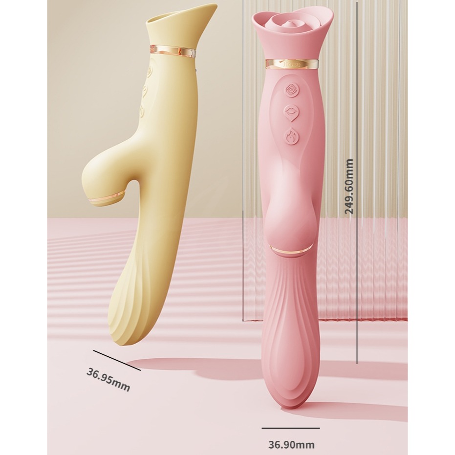 Zalo Rose Vibrator 內外夾擊 聲波吸吮 按摩棒-檸檬黃-細節圖10
