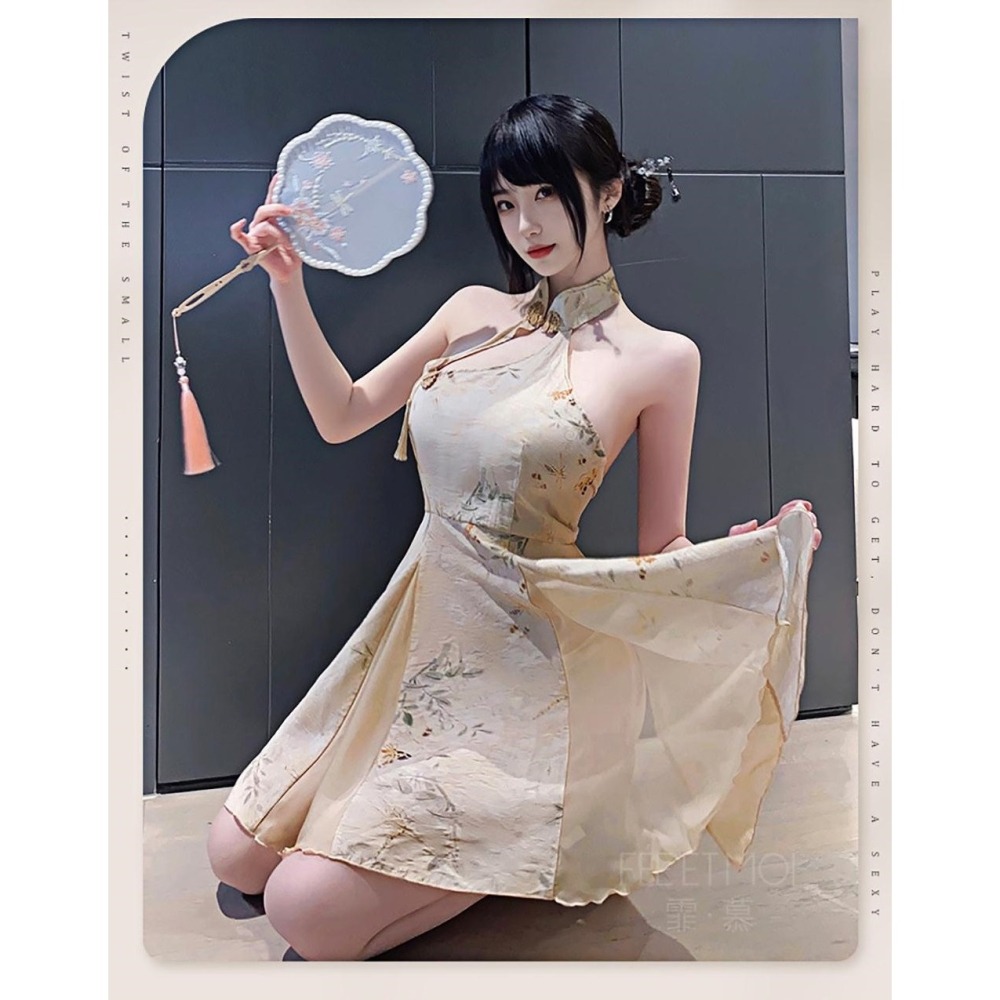 復古風 中式 印花 旗袍-細節圖4