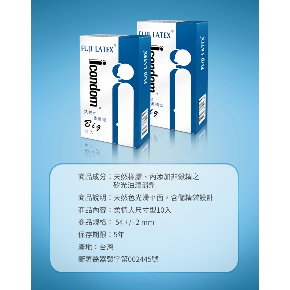 FUJI LATEX 艾康頓 ICONDOM 加大型 保險套 12入-細節圖5