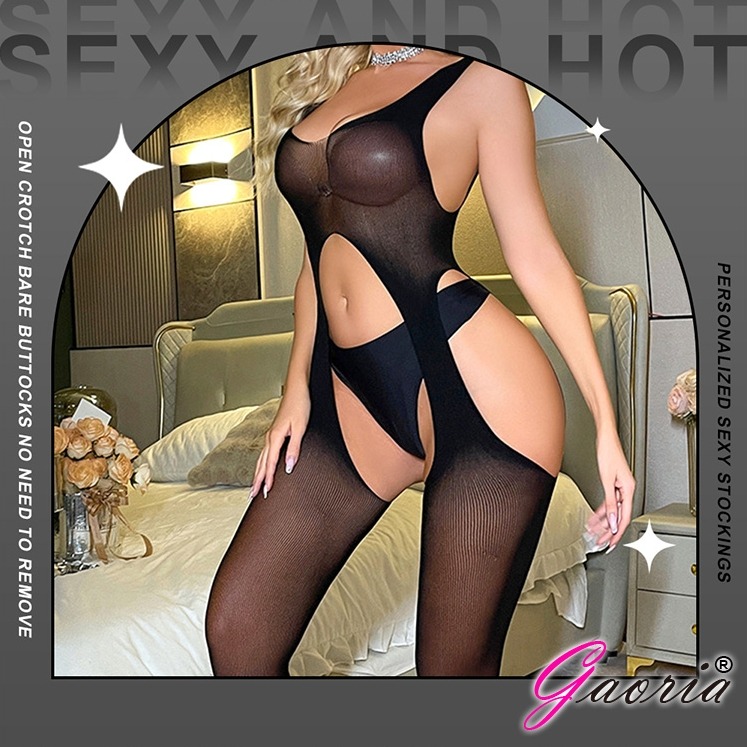 Gaoria 風情流轉 開檔裸臀 連身情趣絲襪 黑-細節圖2