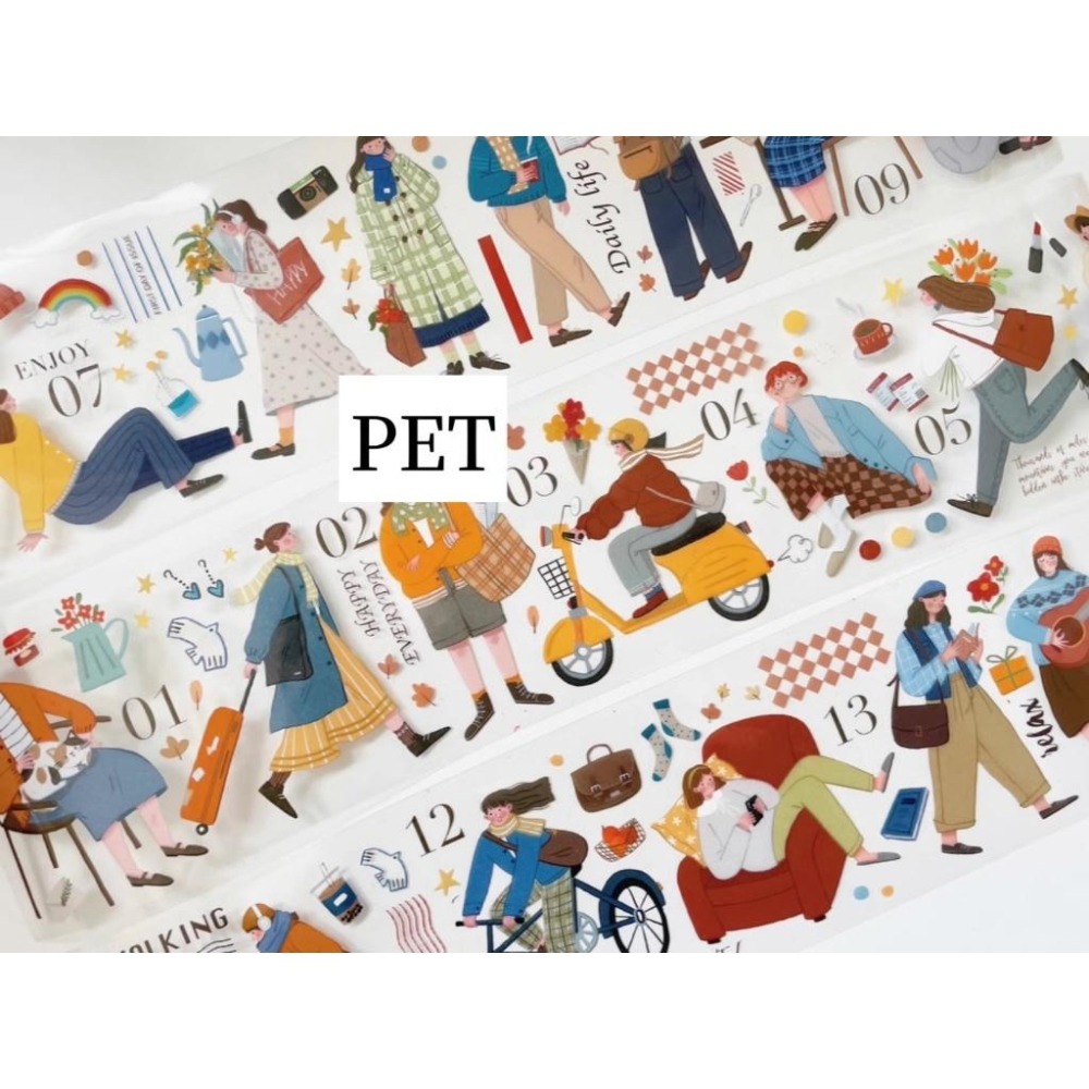 【NDL】Soyi Studio｜daily life_人物亮面PET膠帶｜手帳紙膠帶分裝 100cm-細節圖2