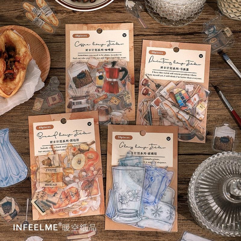【NDL】INFEELME｜好日計畫系列_咖啡房 麵包坊 書畫屋_手帳裝飾素材貼紙 共三款-細節圖2