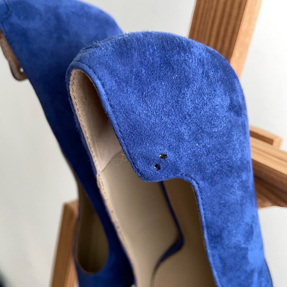 《二手》TORY BURCH 藍色麂皮尖頭跟鞋美碼7號-細節圖3