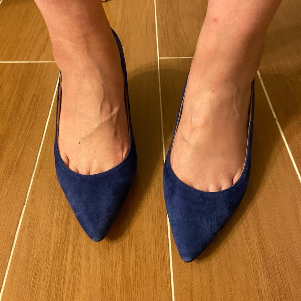 《二手》TORY BURCH 藍色麂皮尖頭跟鞋美碼7號-細節圖8