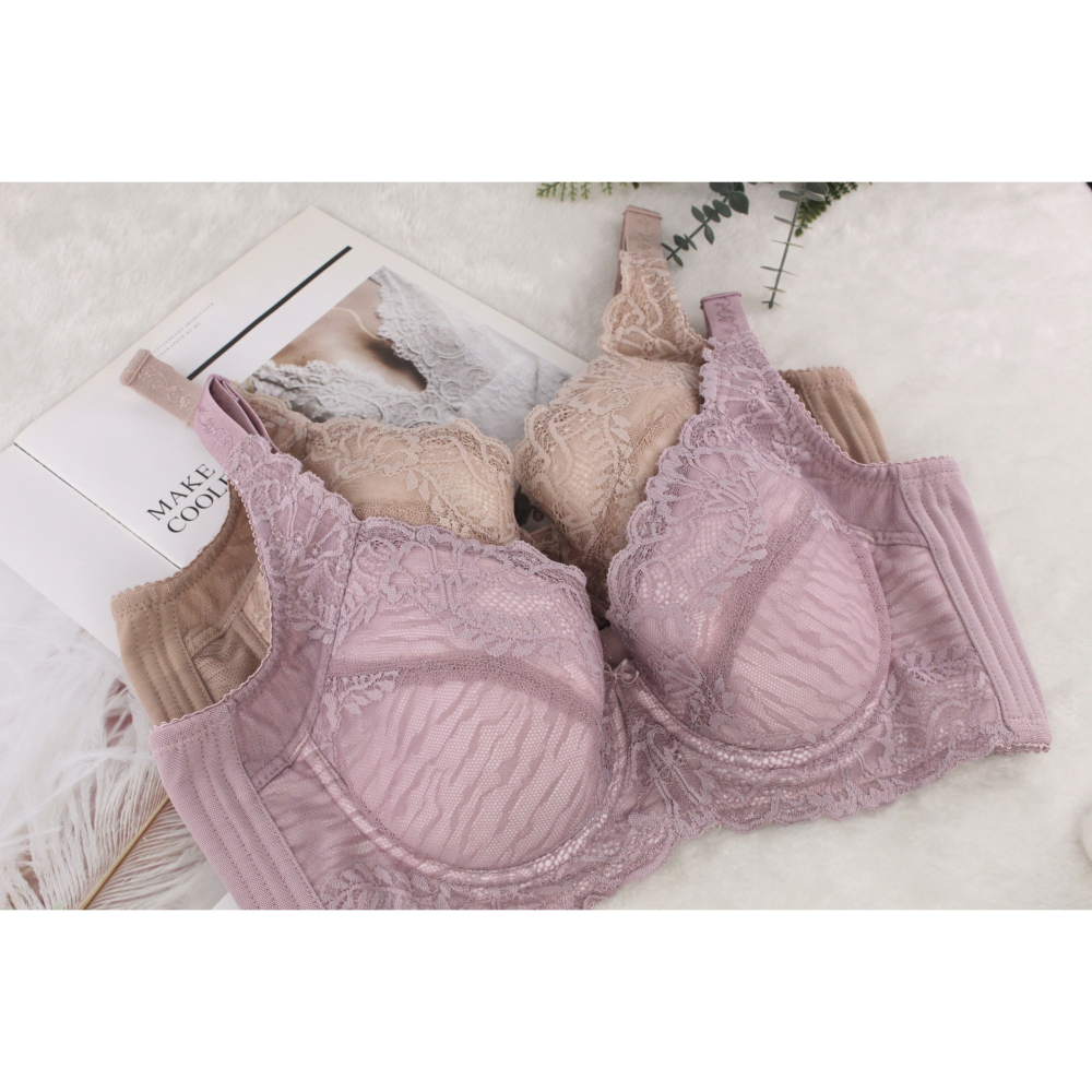 【現貨】【丹弗霓內衣】I罩杯 大罩杯必買 蕾絲全罩杯 調整型機能內衣 手捧胸系列 膚色、粉紫色 NO.6690-細節圖4